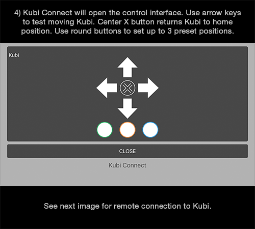 Kubi Connect App for iPad / iPhone screen 4: Local (Bluetooth) Kubi Control interface